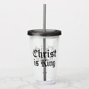 Vaso Acrílico Jesucristo es Rey Arte Grunge Gothic Blackletter
