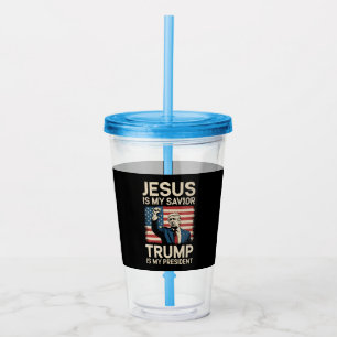 Vaso Acrílico Jesús Es Mi Salvador Trump Es Mi Presidente 47 EE.