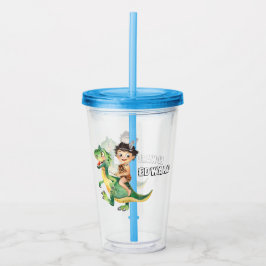Vaso Acrílico Jinete de Dino Niño de la Cueva