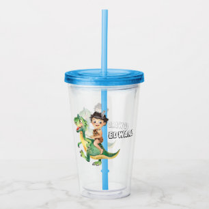 Vaso Acrílico Jinete de Dino Niño de la Cueva