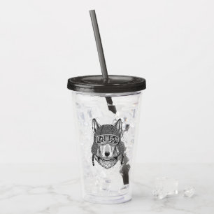 Vaso Acrílico Jinete de la motocicleta del perro del lobo