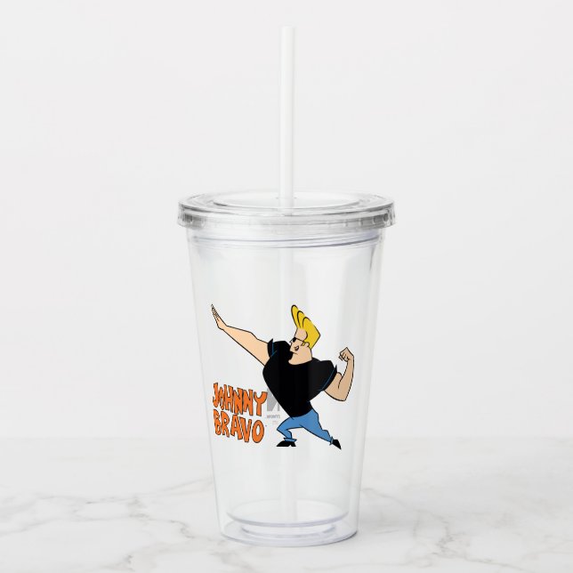 Vaso Acrílico Johnny Bravo Flexing (Anverso)