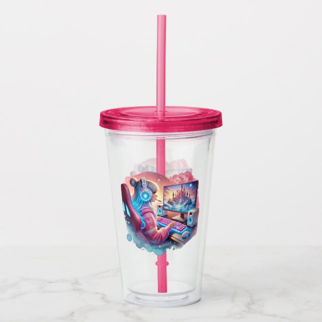 Vaso Acrílico Jugador de video infantil (Anverso)