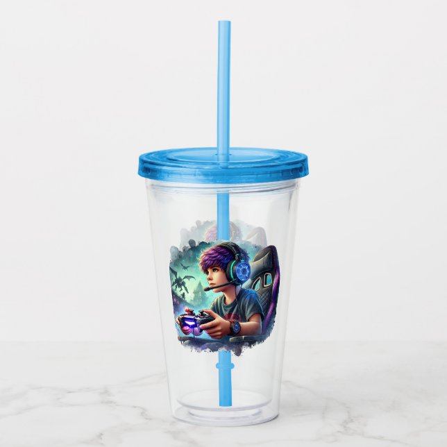 Vaso Acrílico Jugador de Videojuegos (Anverso)