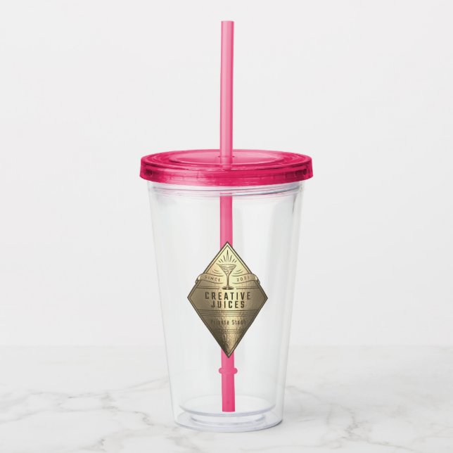 Vaso Acrílico "Jugos creativos" de difusor de chatarra (Anverso)
