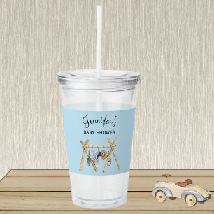Vaso Acrílico Juguete de gimnasia azul y ventilado, Baby Shower
