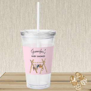 Vaso Acrílico Juguete para bebés rosado y ventilado, Baby Shower