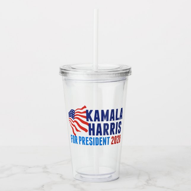 Vaso Acrílico Kamala Harris por la presidencia 2020 (Anverso)