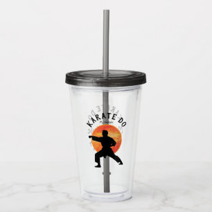 Vaso Acrílico Karate Silhouette Name Personalized Modern Black