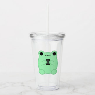 Vaso Acrílico Kawaii Frog With Kiwi Smartphone