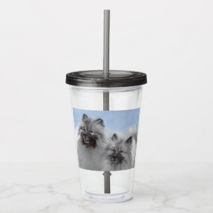 Vaso Acrílico Keeshond Pair de Kees pintura animal original