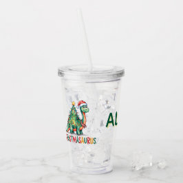 Vaso Acrílico Kids Personalized Christmas Dinosaur 