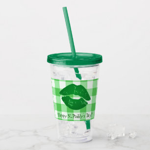 Vaso Acrílico Kiss irlandeses sobre el Día Verde de Gingham St.