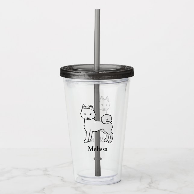 Vaso Acrílico Klee Kai Blanco de Alaska Perro de Dibujos Animado (Anverso)