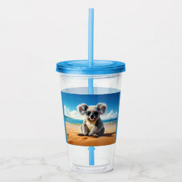 Vaso Acrílico Koala en una playa de arena