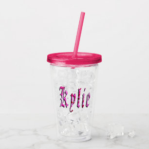 Vaso Acrílico "Kylie" Floral Rosa Nombre Kylie,