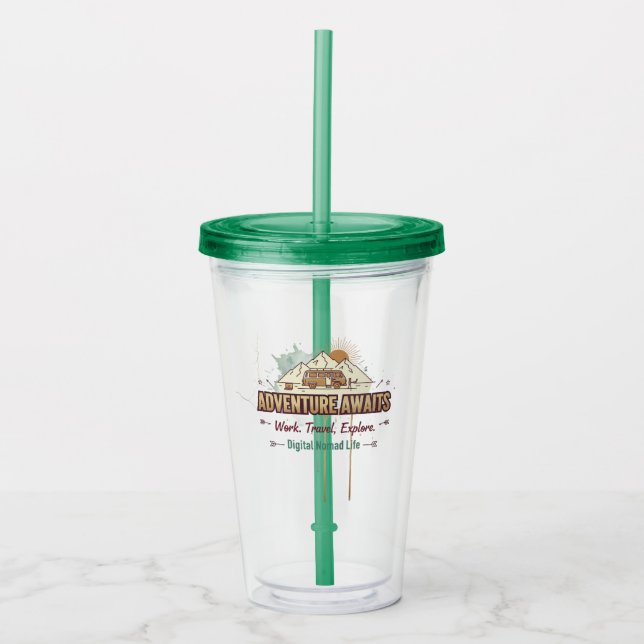 Vaso Acrílico La aventura espera (Anverso)