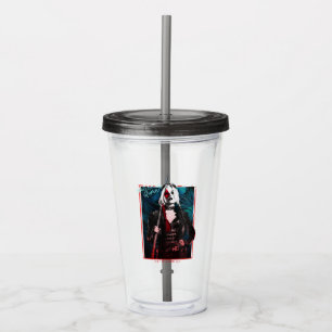 Vaso Acrílico La brigada suicida Harley Quinn y Green Ferns