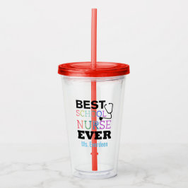 Vaso Acrílico La mejor enfermera de la escuela personalizada