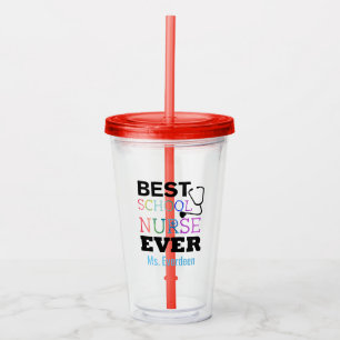 Vaso Acrílico La mejor enfermera de la escuela personalizada