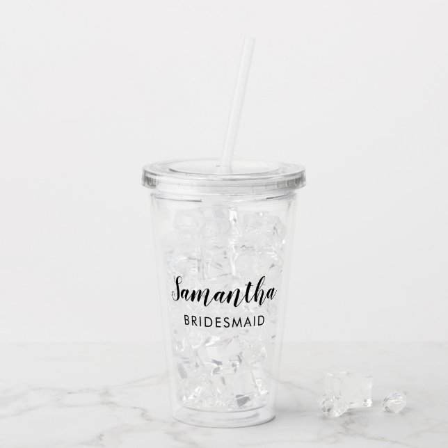 Vaso Acrílico La moderna dama de honor personalizada (Reverso (hielo))