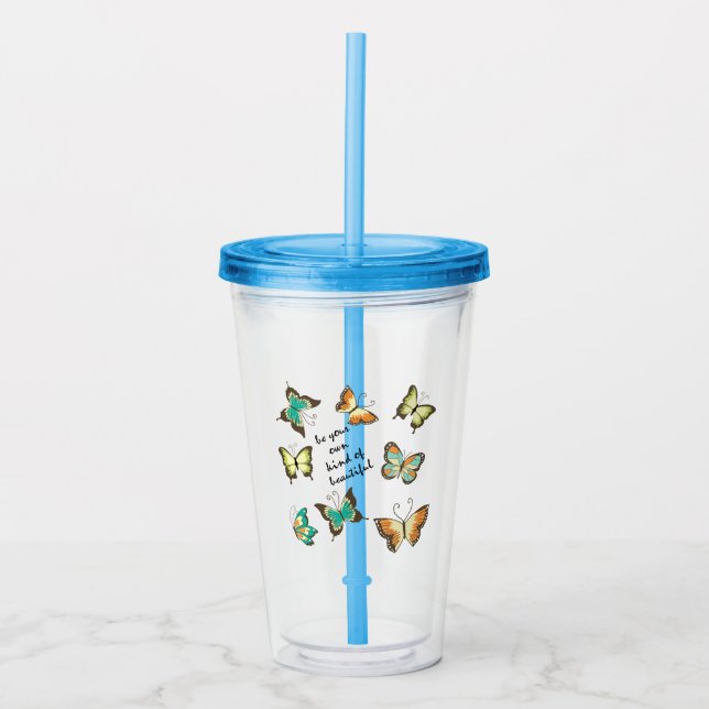 Vaso Acrílico La Moneda Sea Tu Propia Mariposas Hermosas (Anverso)