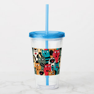 Vaso Acrílico La multitud de gatos
