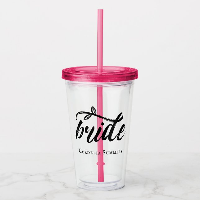 Vaso Acrílico La novia de la escritura del cepillo añade nombre (Anverso)