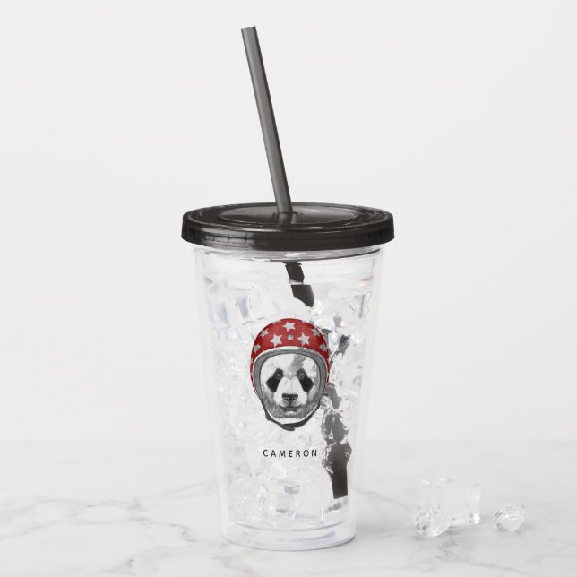 Vaso Acrílico La panda del temerario el | añade su nombre (Anverso (hielo))
