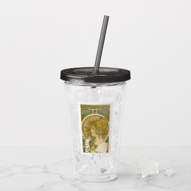 Vaso Acrílico La Plume de Alphonse Mucha (Reverso (hielo))