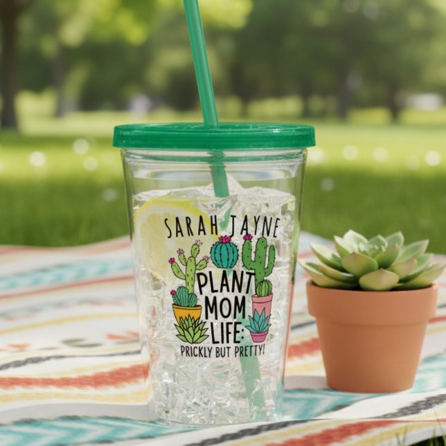 Vaso Acrílico La vida de la madre vegetal espesa pero Bonito Cac (This prickly but pretty cactus tumbler is perfect for enjoying refreshing drinks under the sun.)