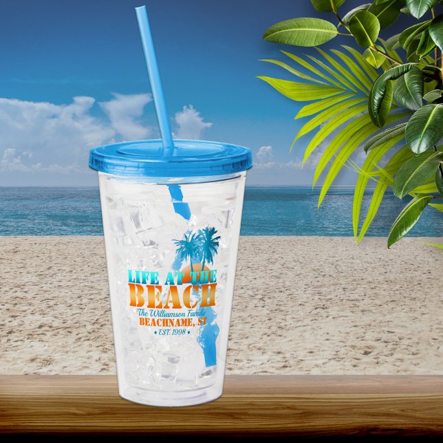 Vaso Acrílico La vida en la playa Guay Blue/Naranja Personalizad (Subido por el creador)