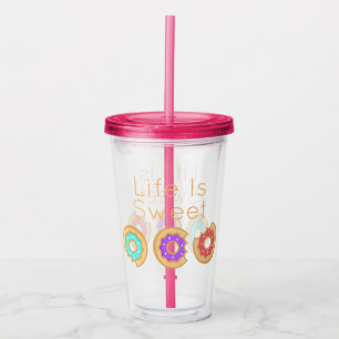 Vaso Acrílico La Vida Es Dulce Donuts