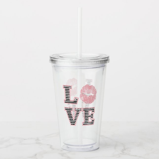 Vaso Acrílico Labios del amor (Anverso)