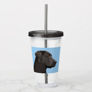 Vaso Acrílico Labrador recuperador pintura negra original de per