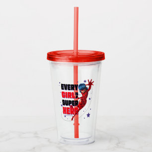 Vaso Acrílico Ladybug Todo Chica es un Super Hero