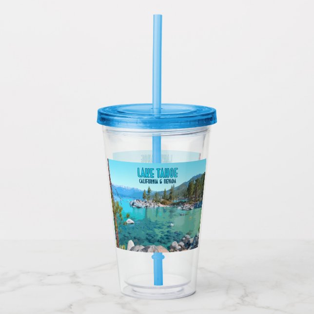 Vaso Acrílico Lago Tahoe California Nevada Vintage (Anverso)