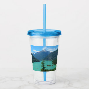 Vaso Acrílico Lago Turquesa de montaña nevada en Washington