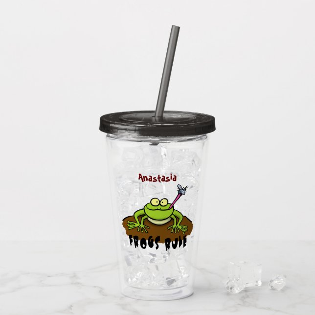 Vaso Acrílico Las ranas gobiernan personalizado de rana verde di (Reverso (hielo))