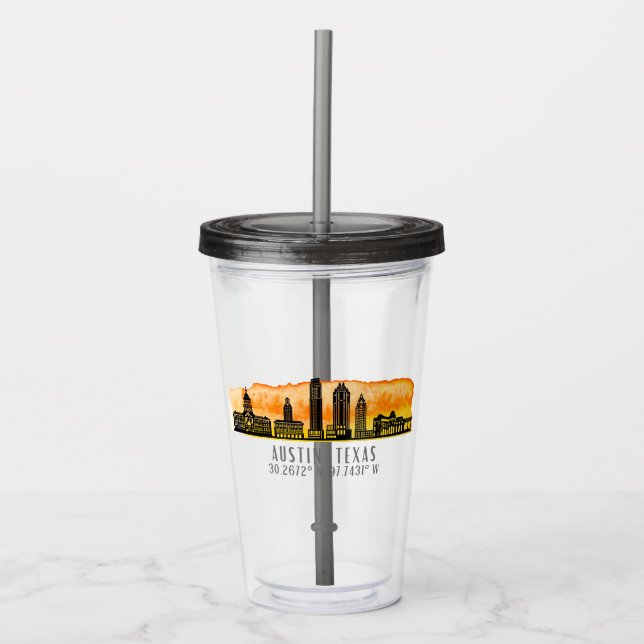 Vaso Acrílico Latitud de la silueta de Austin (Anverso)