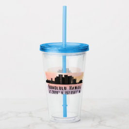 Vaso Acrílico Latitud y longitud de la línea aérea honolulu