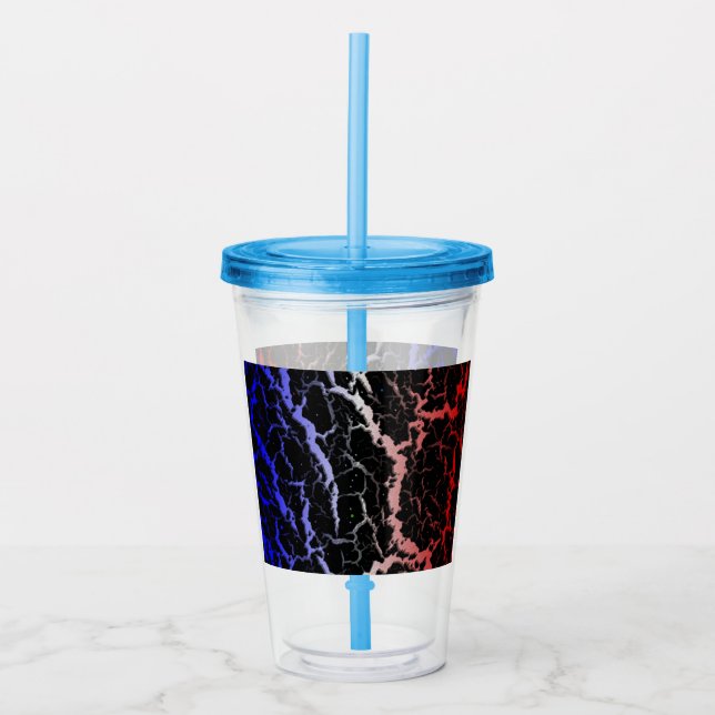 Vaso Acrílico Lava Espacial Agrietada - Azul/Blanco/Rojo (Anverso)