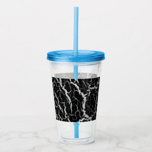Vaso Acrílico Lava Espacial Agrietada - Blanco/Plata