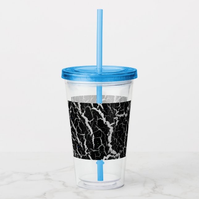 Vaso Acrílico Lava Espacial Agrietada - Blanco/Plata (Anverso)
