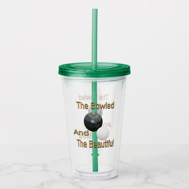 Vaso Acrílico Lawn Bowls Funny Gold Bowling Design, (Anverso)