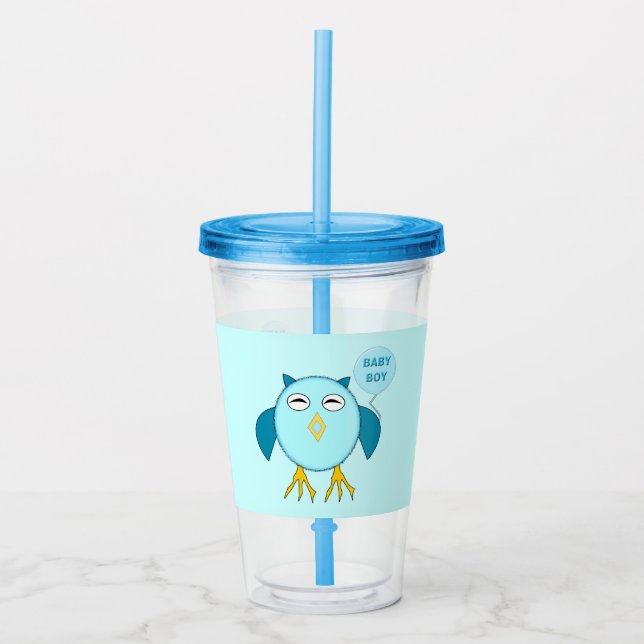 Vaso Acrílico Lechuza Cute Blue Baby (Anverso)