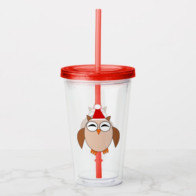 Vaso Acrílico Lechuza de Navidades Cute (Anverso)