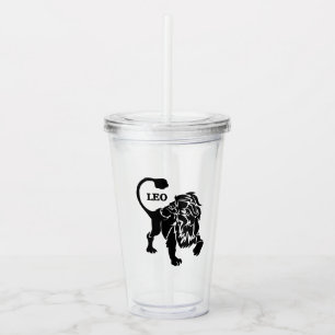 Vaso Acrílico Leo León Zodíaco Negro