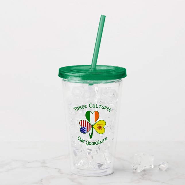 Vaso Acrílico León escocés Bandera irlandesa norteamericana Sham (Reverso (hielo))