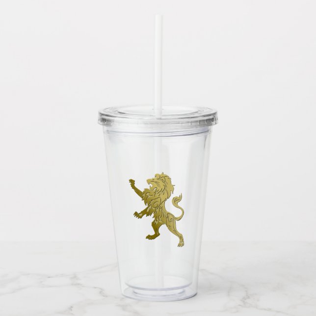 Vaso Acrílico León real de oro (Anverso)
